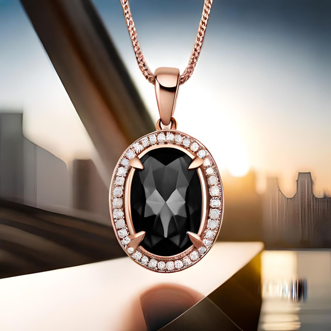 Black diamond pendant necklace